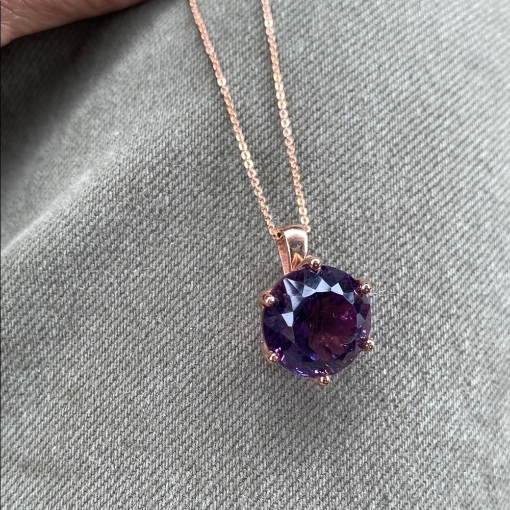 Rose Gold over Sterling Amethyst Pendant Necklace